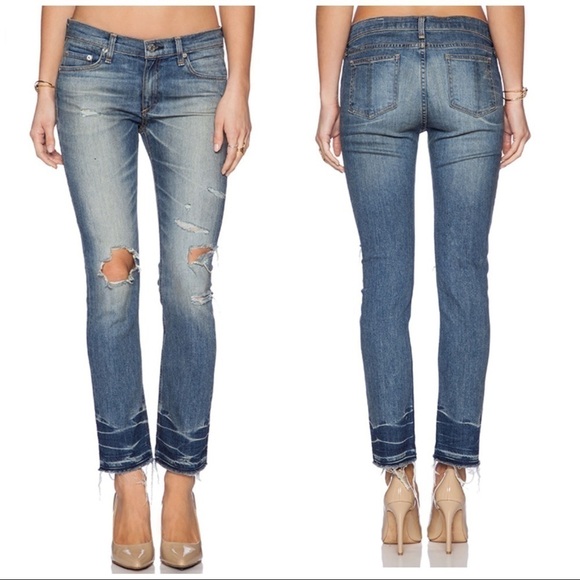 Rag & Bone Crop Skinny Jeans Raw Hem Distressed - Picture 2 of 8